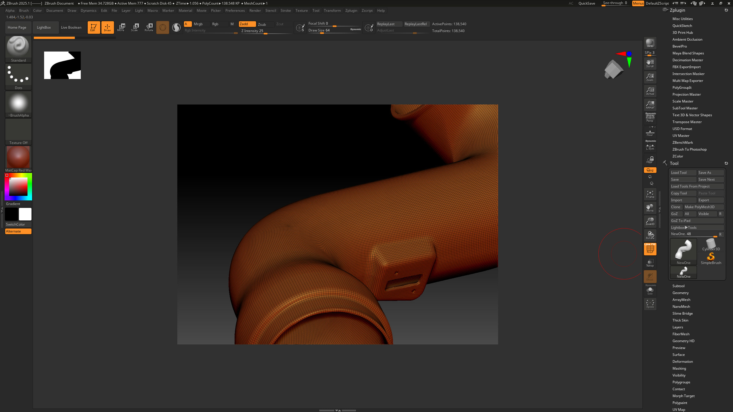 Carbon Fiber Intake Smoke Mesh retopology